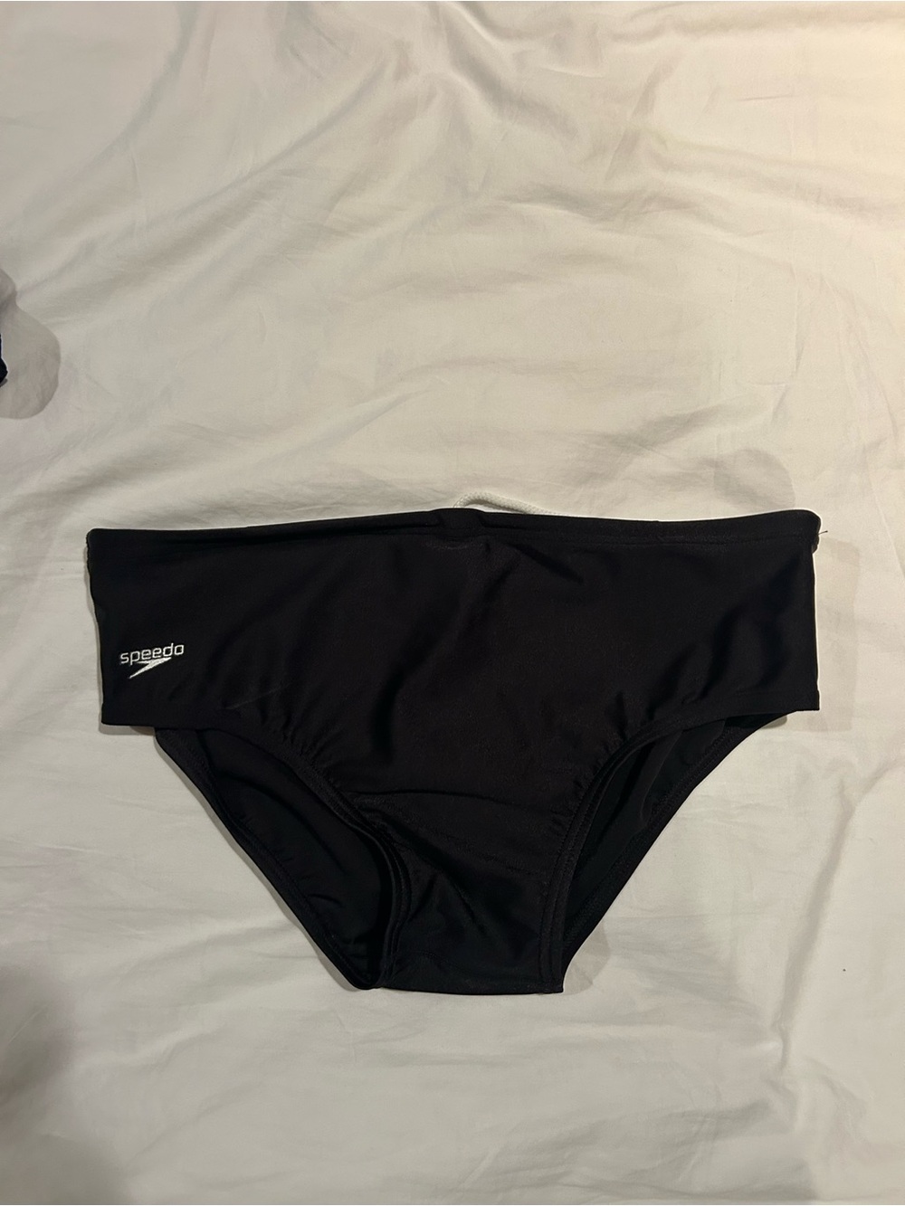 Speedo Men’s Black Swim Briefs with White Logo